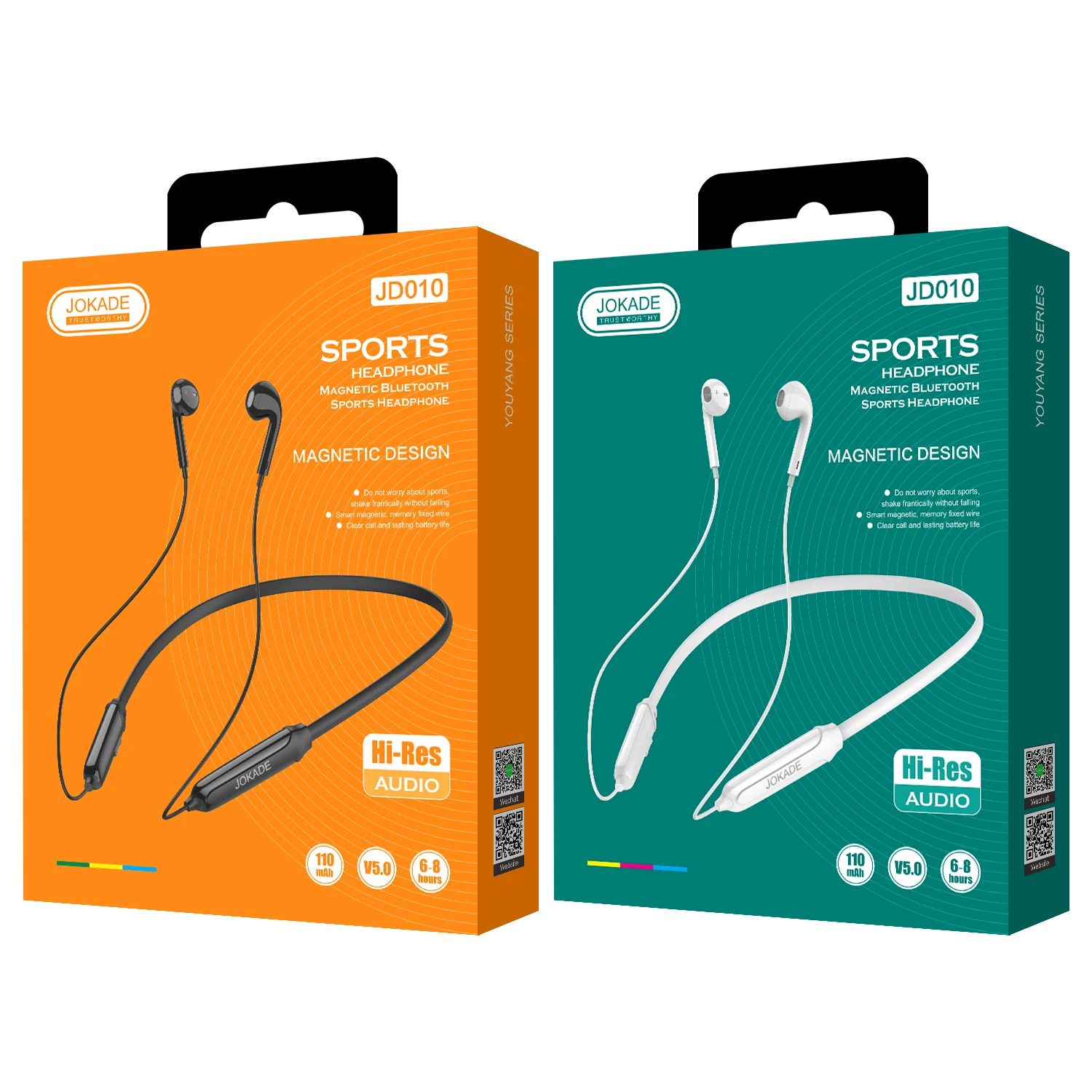 JOKADE New Wholesale Wireless magnetic neck strap Blue-tooth In-ear Earphone for Music sport headset headphone