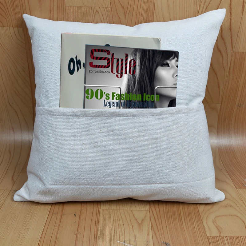 
2020 October Newest ,USA Pocket Cushion Cover Sublimation Blank Linen Pillow Case with Magazine Pocket 