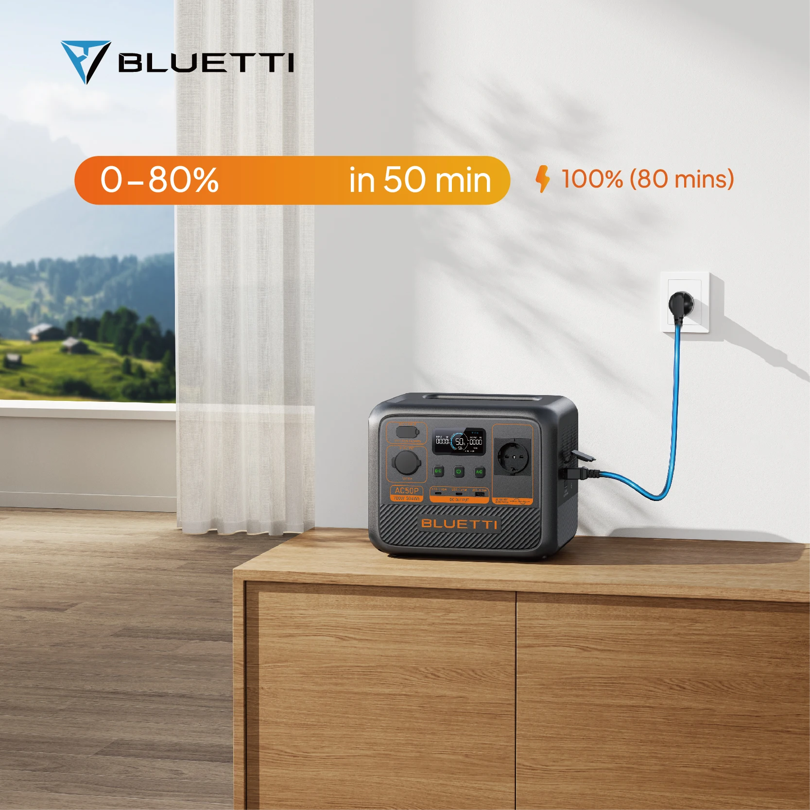 Bluetti 700W Backup Portable Generator AC50P Solar Power Station Inverter UPS Li-on Battery Power Supply Powerhouse Charged