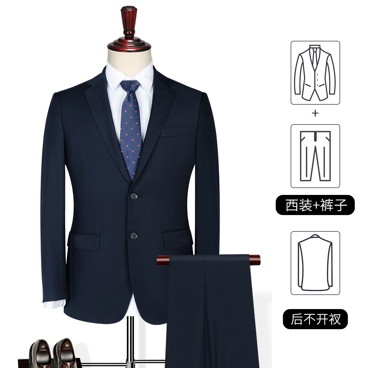 2024 High Quality Weddings men suits tuxedo Navy blue blazer classic jackets pants two pieces slim fit formal suit for men
