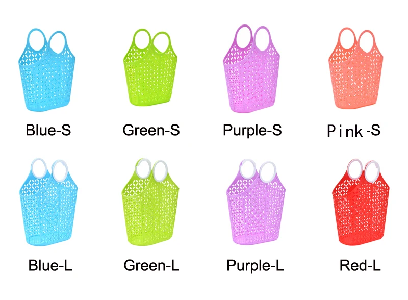 New Arrival Heavy Duty Red Straw Basket Foldable Bag Large Plastic Fruit Vegetable Jelly Basket Bag