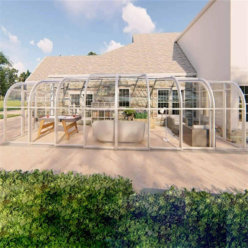 Customized Pool Enclosure Retractable Pool Roof Telescopic Outdoor Retractable Polycarbonate Swimming Pool Cover Enclosures