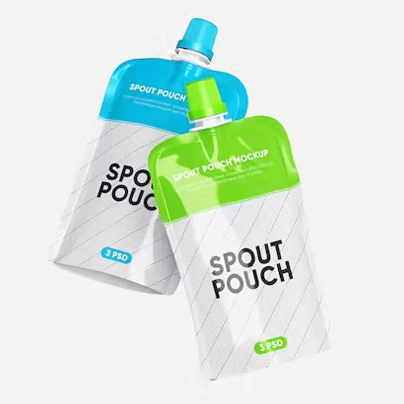 Biodegradable Reusable Doypack Stand Up Plastic Liquid Fruit Juice Spout Pouch Bag Custom Drink Pouches With Spout