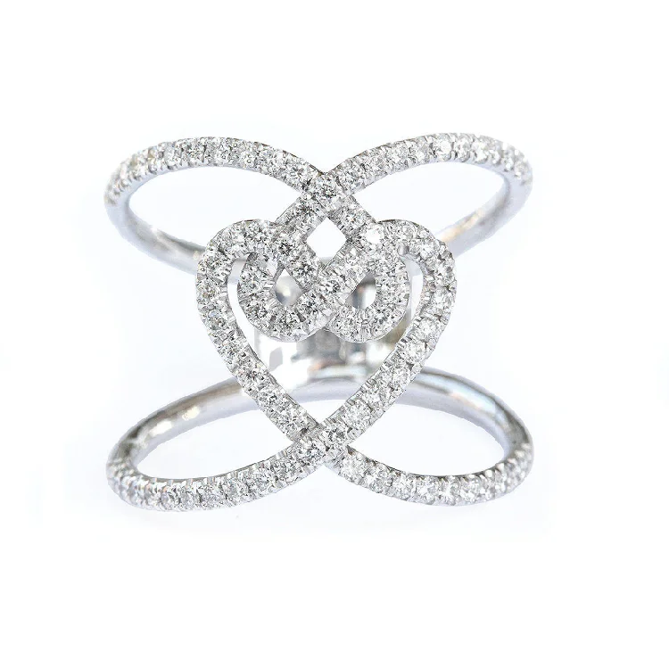 Beautiful 925 silver engagement & wedding ring for woman white gold cubic zirconia infinity love knot heart eternity ring band