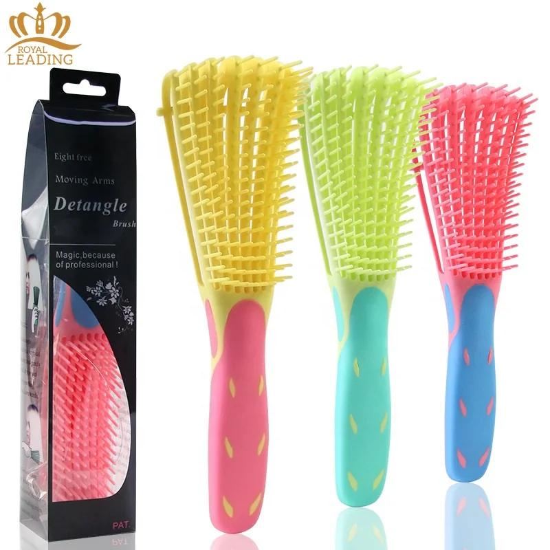 Custom Logo Professional Detangling Hair Brush Comb for Afro America 3a to 4c Kinky Wavy Curly Coily