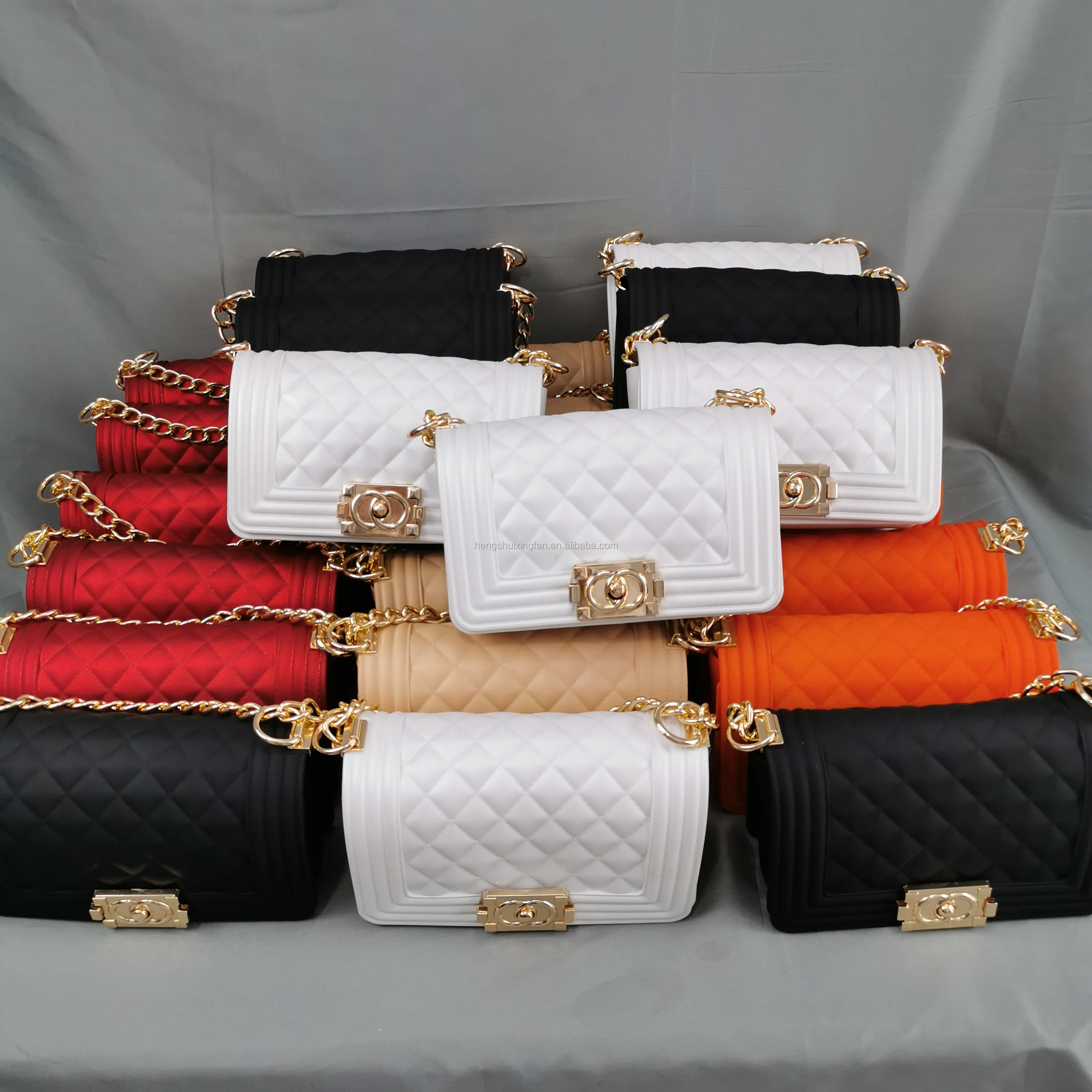 2021 Fashion luxury rainbow purse chain lady colorful bags candy jelly hand bags handbags clear women purses handbag jelly bag