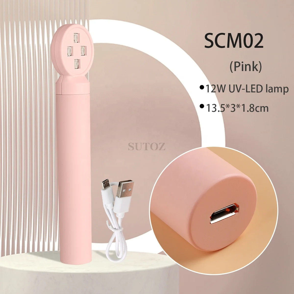 45 Seconds Mini Convenient Rechargeable Style Hot Pink Nail Lamp Household Handheld Nail Polish Curing Light