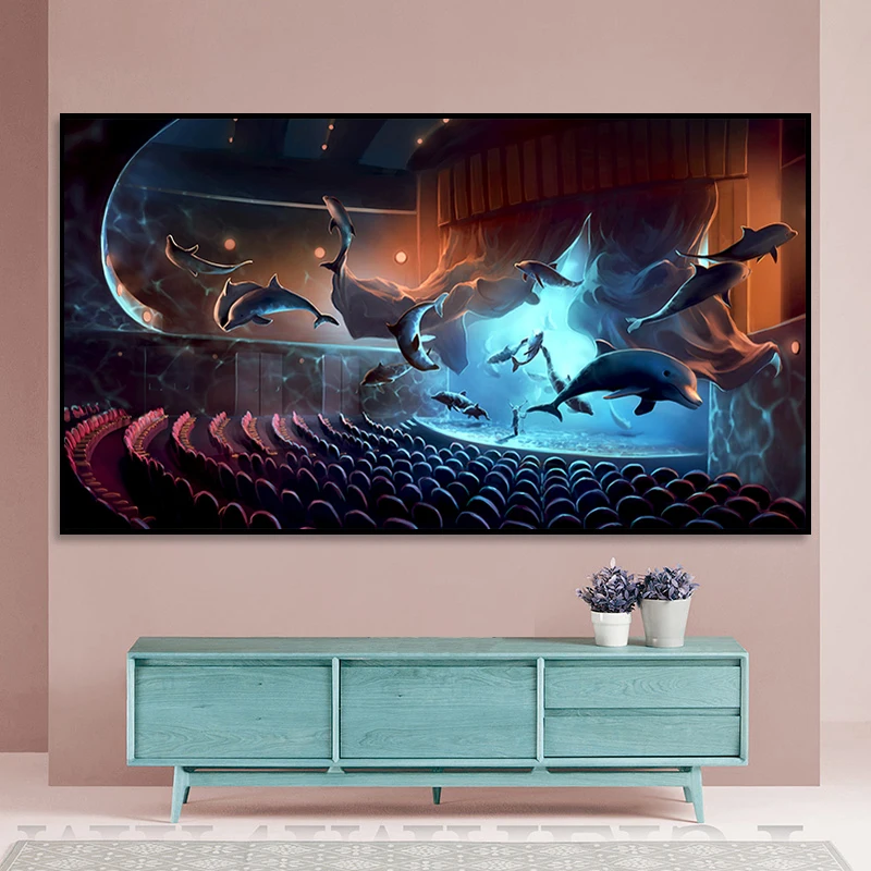 High End 100 120 inch 16:9 Home Wall Mounted Fixed Frame Anti Light 4K Video Ust Projection Screen Clr Alr Projector Screen