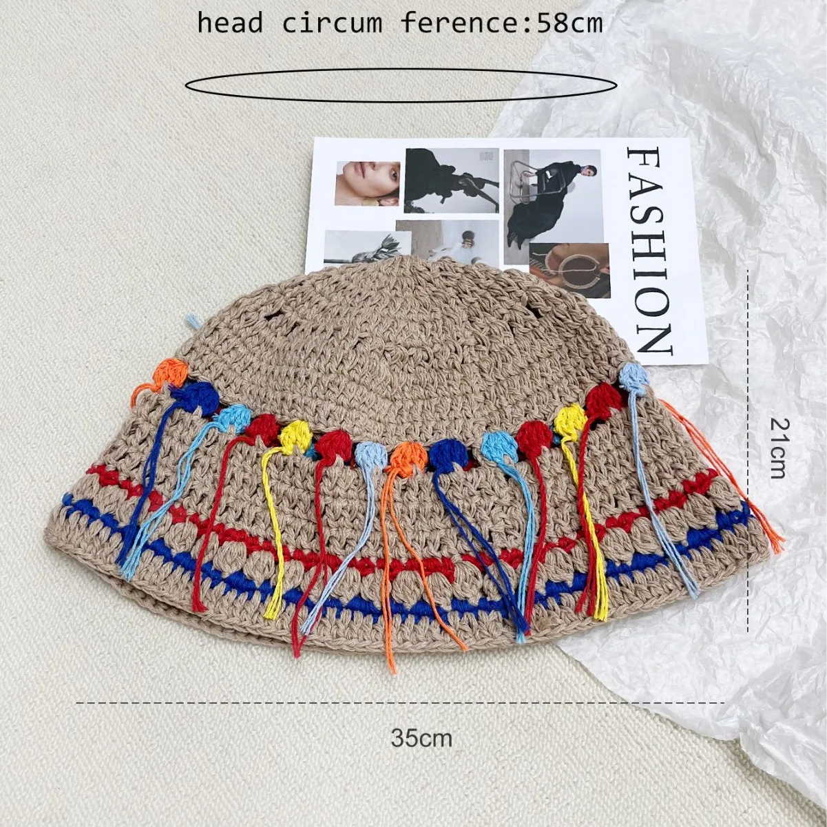 Ethnic Style Handmade Casual Caps Crochet Fisherman Cap Knitted Crochet Bucket Hat