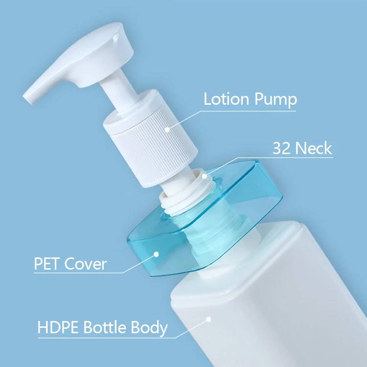 Hand Body Wash Liquid Soap Empty Square Body Lotion Bottle Packaging 500 ml