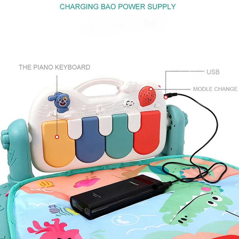 Multi-function Baby Play Mat Round Soft Carpet Musical Pedal Keyboard Crawl Activity Fitness Gym Baby Piano Mat with Teethers