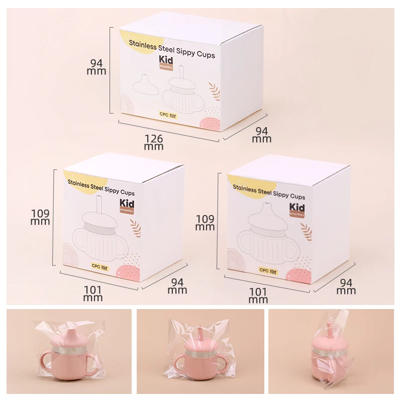 Custom Feeding Product Double Wall Sublimation Tumblers Silicone Water Drink Toddlers Straw Bottle Kid Sippy Baby Training Cup