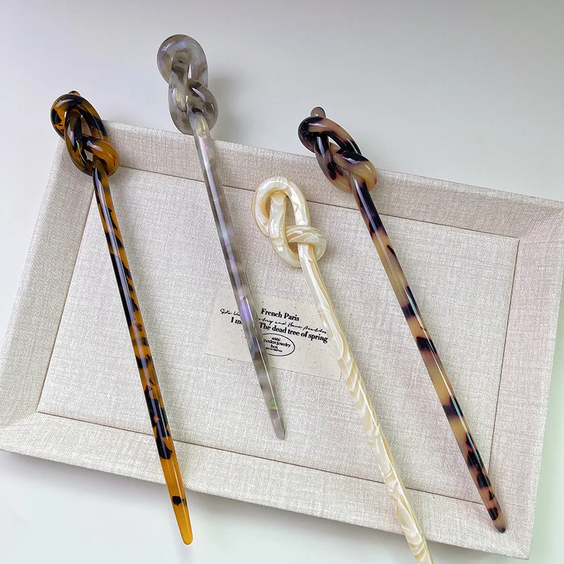 New Design Hair Chopsticks Accessories Hair Sticks Acetate Tortoiseshell Marble Hair Bun Sticks Chinese