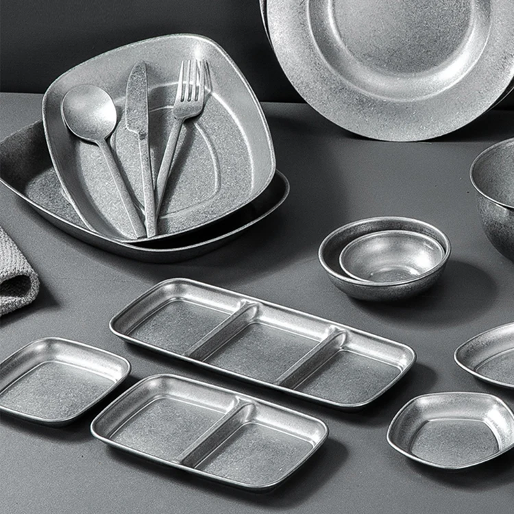 Wholesale 304 Stainless Steel Seasoning Dip Dishes Korean Style Dish with Different Sizes BBQ Restaurant Snack Serving Dish