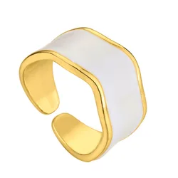 Minimalist 18k real gold plated adjustable irregular metal geometric ring for female student