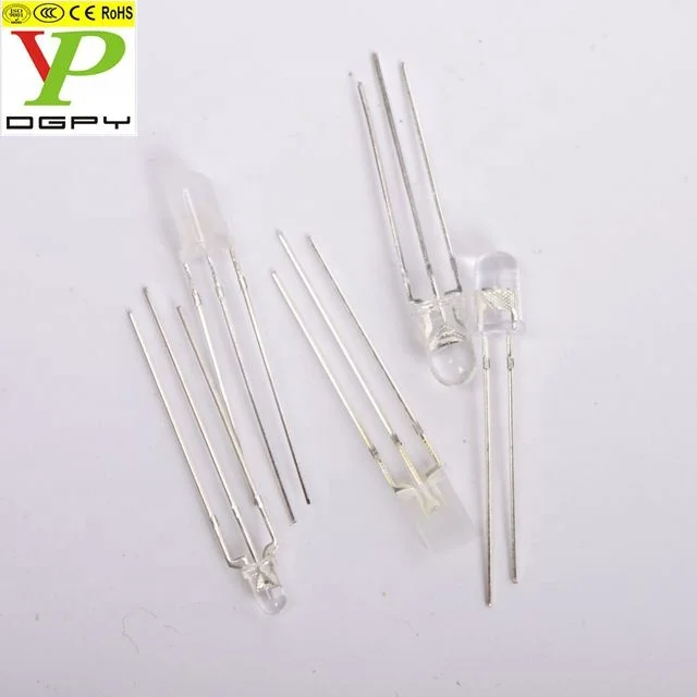 3mm 5mm led red green bicolor led tripod non-polarity