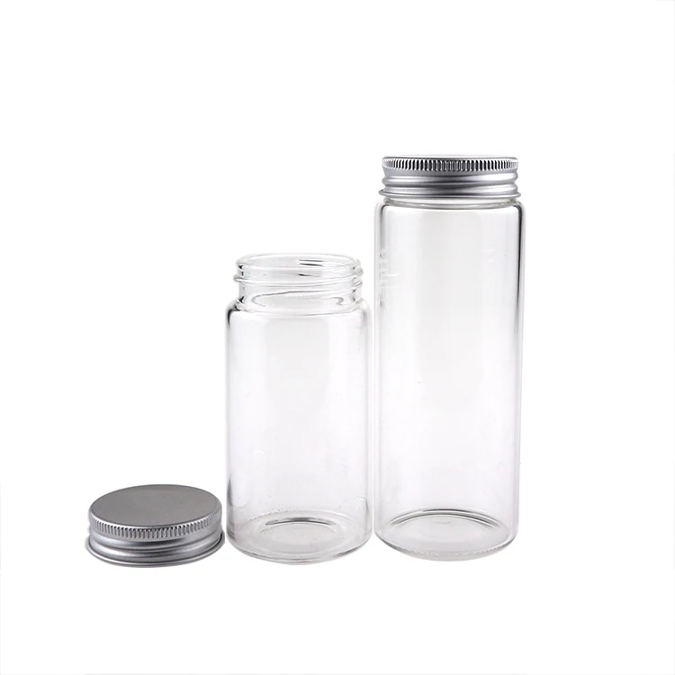 50ml 60ml 90ml 120ml 150ml 200ml 240ml Test Tube GlassTest Tube with Aluminum Screw Cap