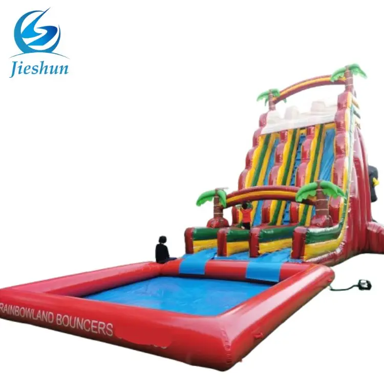 commercial grade water slide Ship dual lane inflatable slide bounce house with large pool for kids party rental equipment