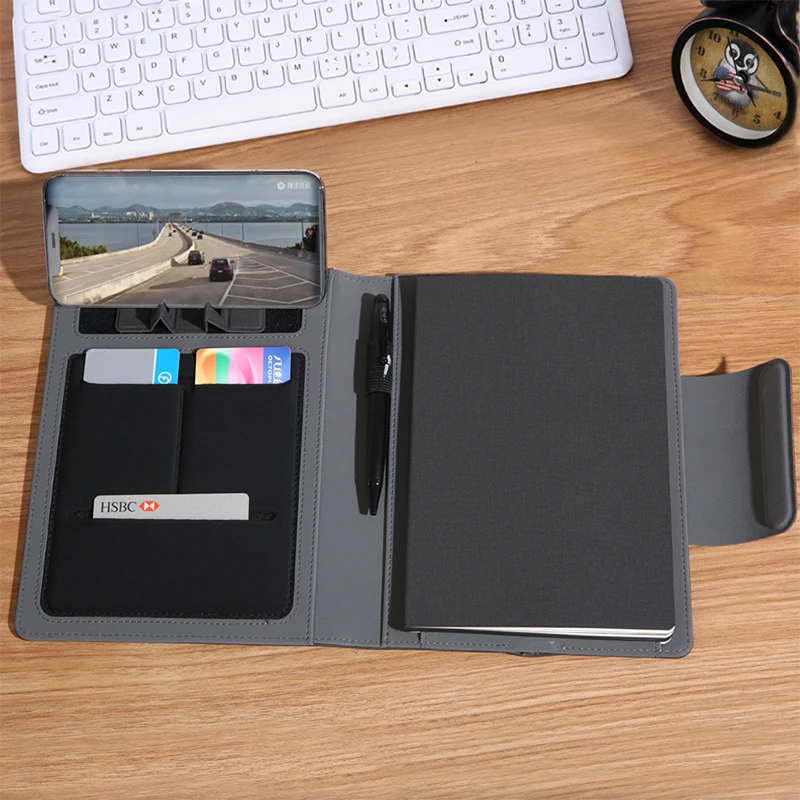 High Quality Custom A5 Notebook Multi Functional Mobile Power Bank Magnetic Fast Charging Wireless Charging Notebook