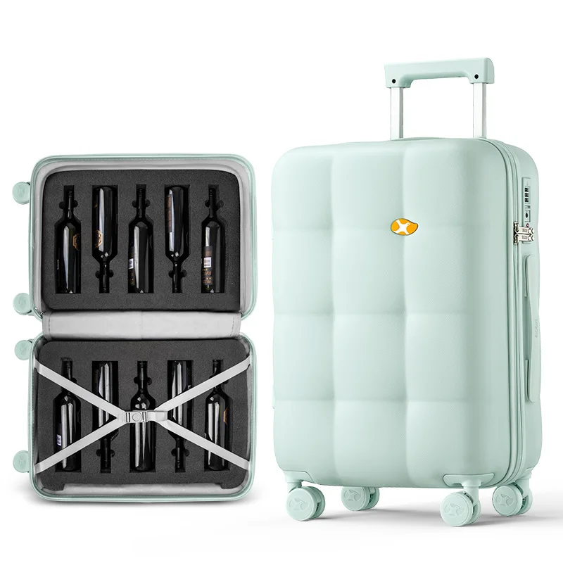 MGOB 2024 Wholesale PC Trolley Luxury TSA Code Fashion Lock 4 Spinner Wheels 10 Bottles Red Wine Luggage Suitcase Carry ons