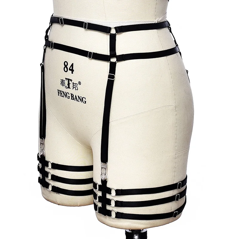 Sexy  Belt Leg Round cage Belt With Garter Eyelash Leg Harness Thigh Garters  P0245