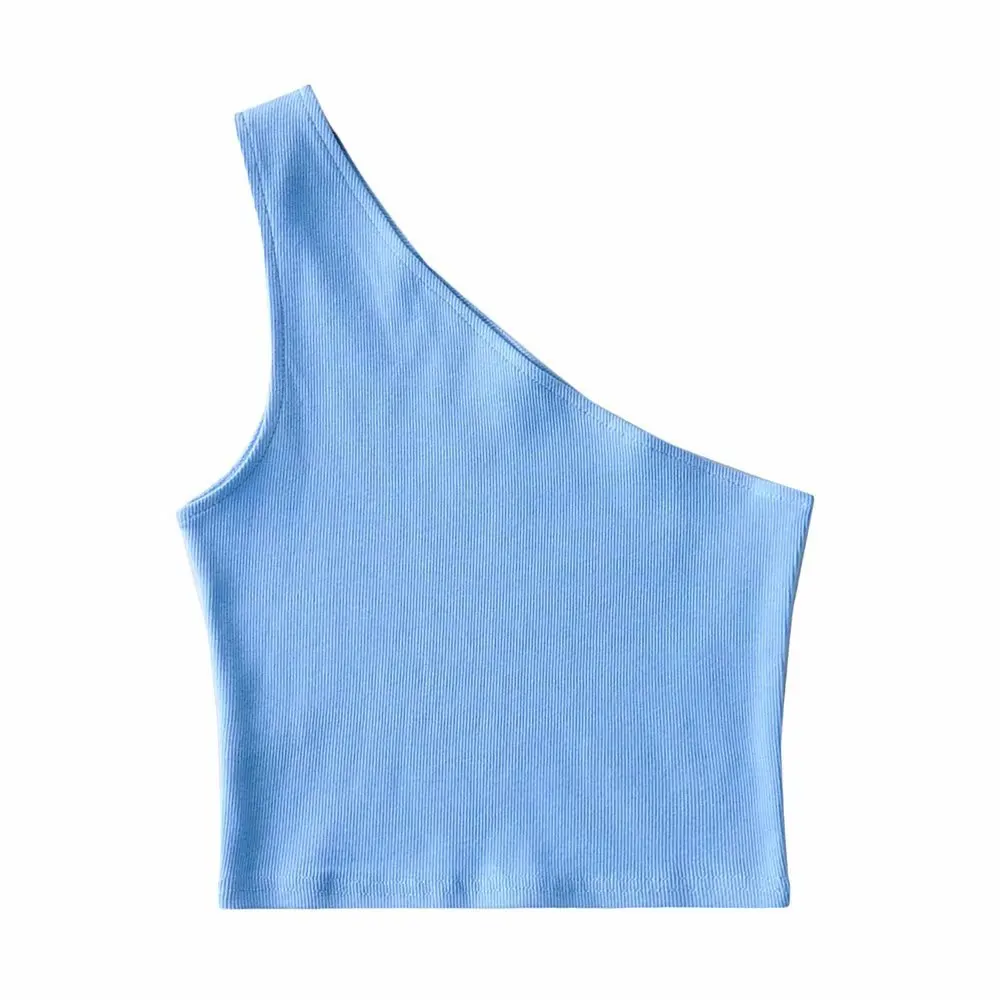  2021 cheap price tight Inclined shoulder women top vest condole belt