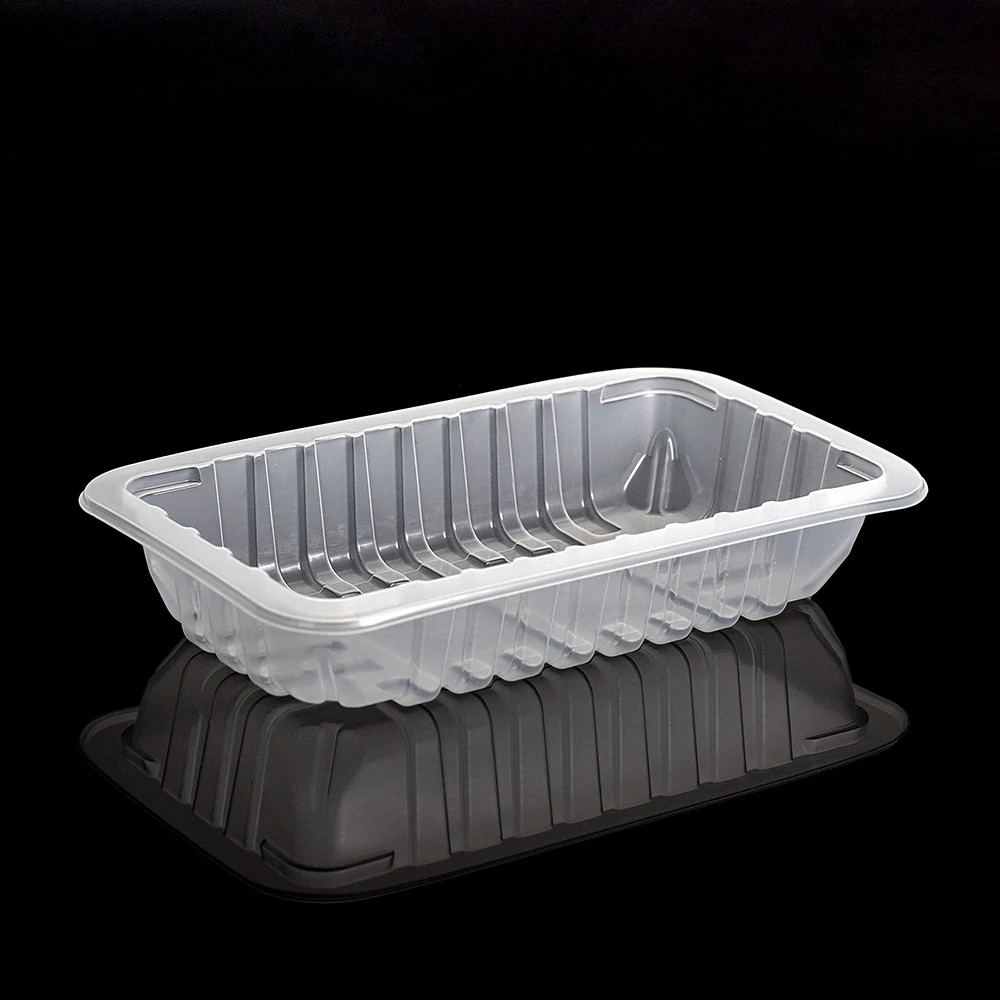 Disposable PP PET Frozen Fish Food Packaging Plastic Tray Meal Tray For Supermarket