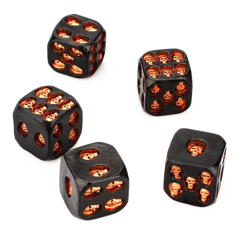 Deluxe Devil Poker Dice Bone Dice 6 Sided Resin Gold Silver Black Skeleton Dice Set For Gaming Tower