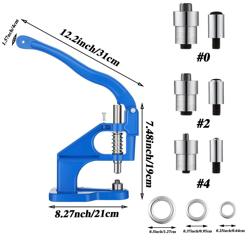 AMAZON HOT SALE 3 Die Hand Press Grommet Machine Grommets Eyelet Tool Kit with Grommets for fit  mold DIY Craft Shoes Belt Cap