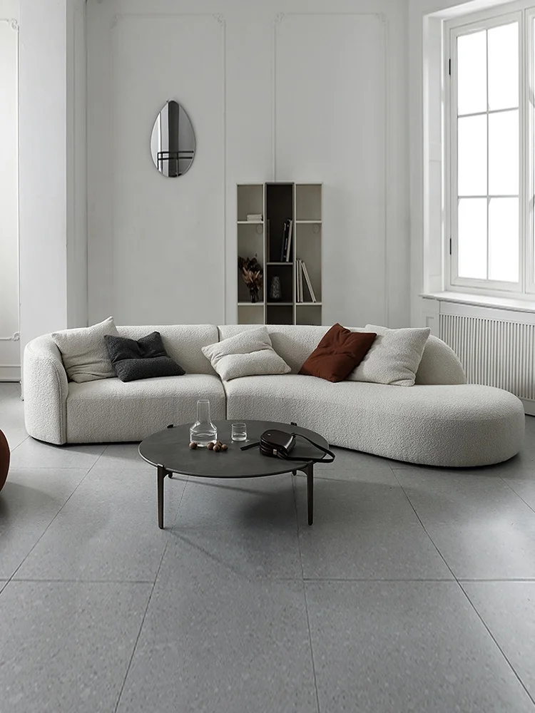 Cheap hot selling fabric sofa Nordic modern  living room special-shaped corner club small apartment curved sofa