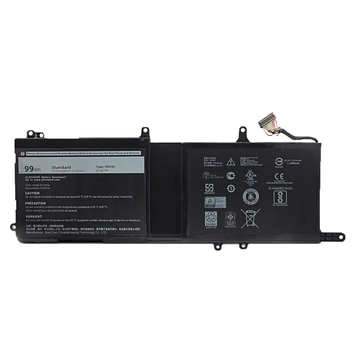 9NJM1 Compatible Battery For Dell Alienware 15 R3 R4, 17 R4 R5 11.4v 99wh Laptop Battery