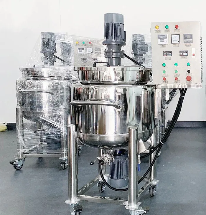 Small Soap Making Machine For Shampoo Liquid Detergent Movable Electric Heating Tank With Homogenizer