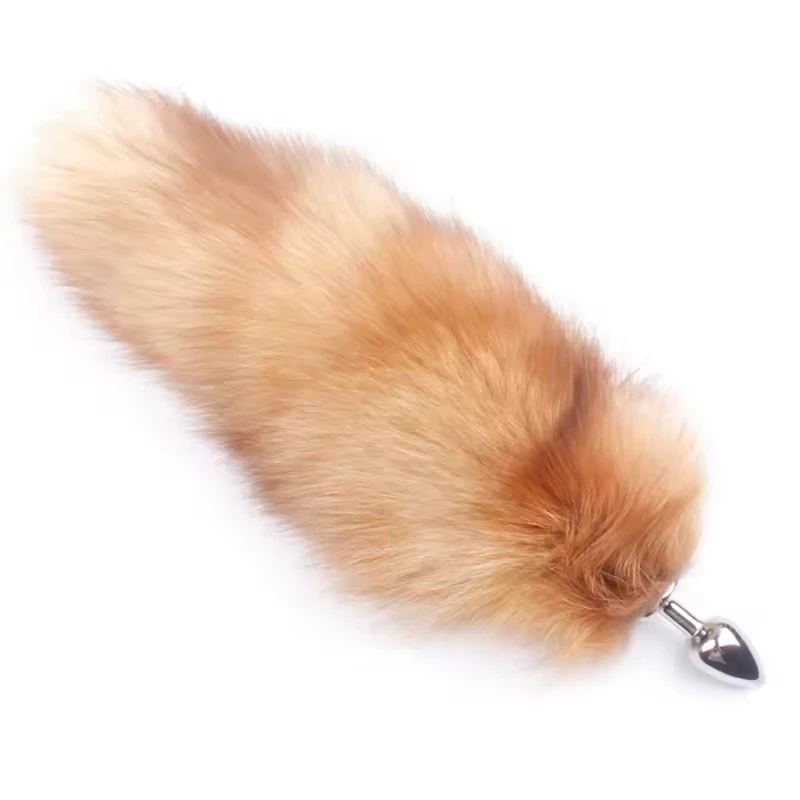 Aizhilian Adult sex toy wholesale shop. A Real Fox tail fluffy animal hair, steel anal plug tail sex products.