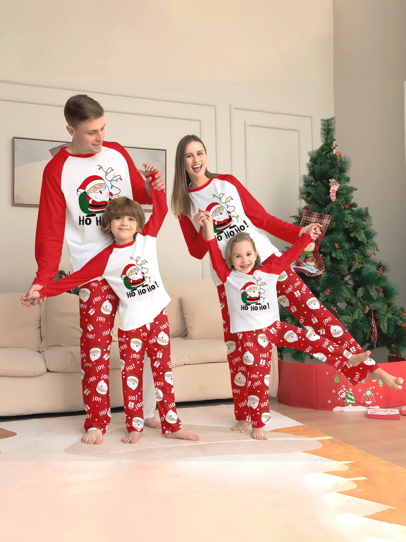2024 Wholesale New Design Christmas Clothes Set Winter Parent-Child Home Clothing Long-Sleeve Xmas Cartoon Pajamas