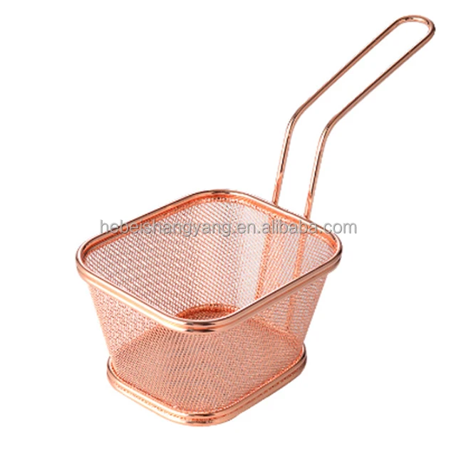 Wholesale Mini Stainless Steel French Fries Serving Baskets Fries Cup French Fries Holder Basket