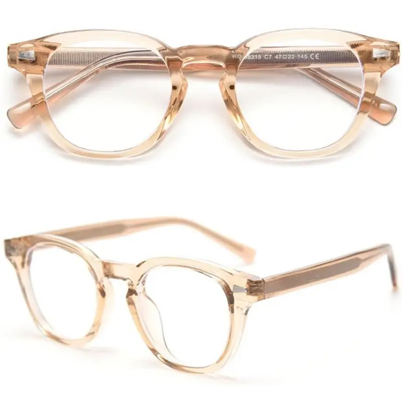 Korean Stylish Ultra-light TR90 Glasses Frame Retro Eyewear Acetate Temples Optical Eye Glasses for Unisex Wholesale Print Logo