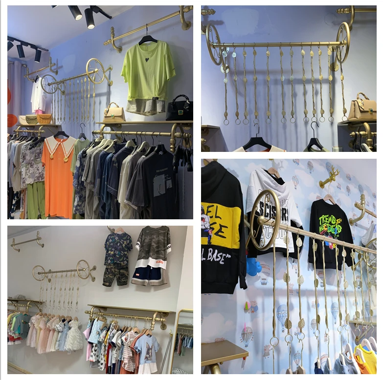 Clothing Store Display Stand Racks Shelf Clothes Rack Metal Wall Mounted Garments Racks Manufacturer Customized