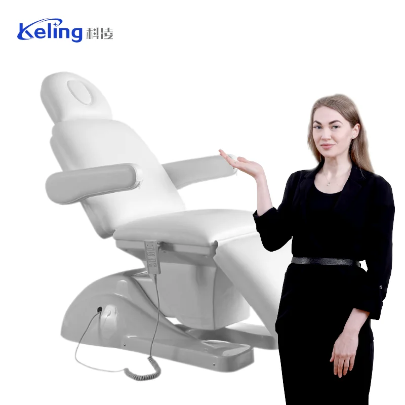 Luxury Electric Spa Bed 3 Motor Facial Massage Chair Built-in Foot Control Beauty Salon Furniture Pink Curved Lash Bed