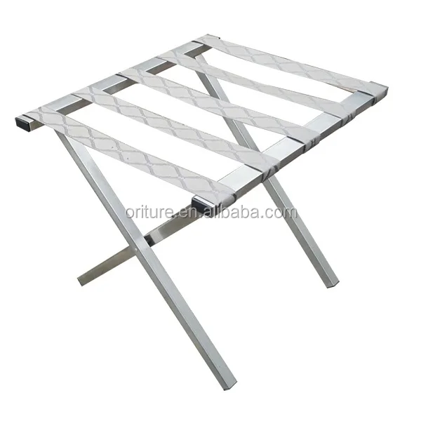 H008 Hotel supply bed room stainless steel folding baggage stand stainless steel brushed finish  luggage rack stand