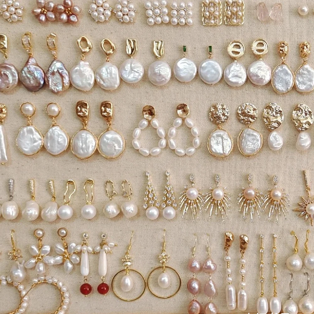 New jewelry designer wholesale gold plated fresh water wedding pearl earrings for women jewelry gift