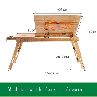 
Bamboo portable folding adjustable laptop table with usb cooling fans from China factory 