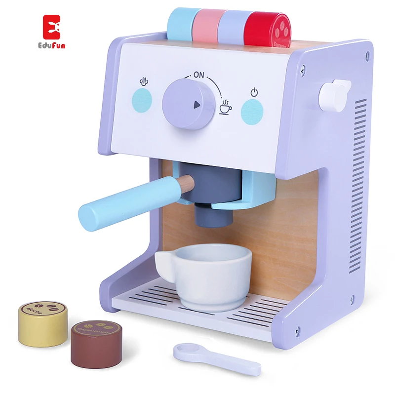 Children Gift funny Montesssori educational Pretend Playing Wooden Kitchen Deluxe coffee machine  Set for Toddler toys