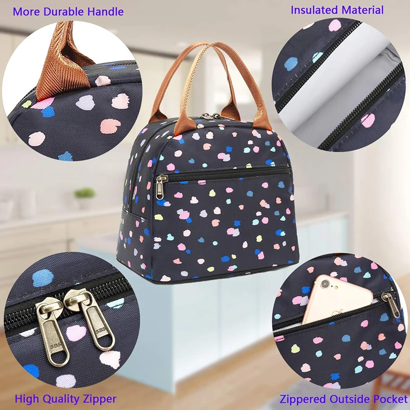 Zippered Insulated Lunch Bags Cooler Women, Reusable Sublimation Lunch Bags Blank For Adults,l Insulated Lunch Bag Thermal