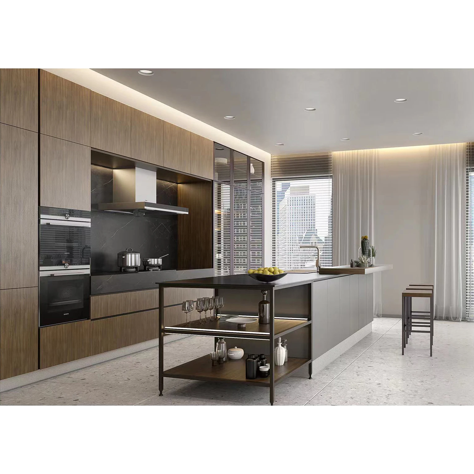 Hot sale white pvc Italian kitchen furniture contemporary kitchen furniture