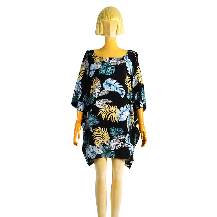 New Arrivals 2021 Poncho Beach Dress Floral Print O-neck Sleeveless Casual Dress Women New Floral Kimono Beach Dress For Summer