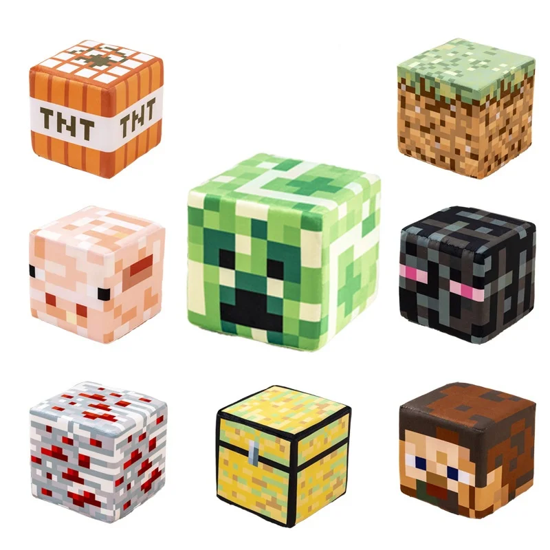 wholesale My World Square doll Throw pillow game with sponge box TNT Minecrafts plush toy