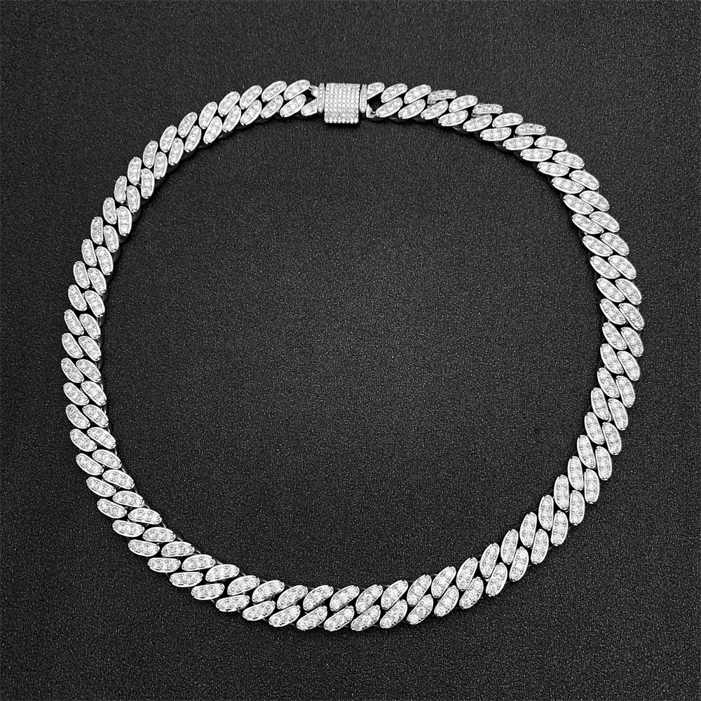 GRA Certificate VVS Moissanite Diamond 8MM Round Edged Hip Hop Iced Out Jewelry Cuban Link Chain Necklaces