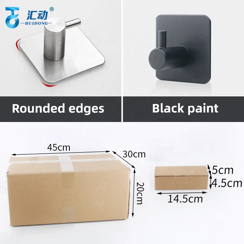 Self Adhesive Black Hanging hooks Robe Coat Towel rack Kitchen Bathroom Rustproof Heavy Duty Space Stainless Hook