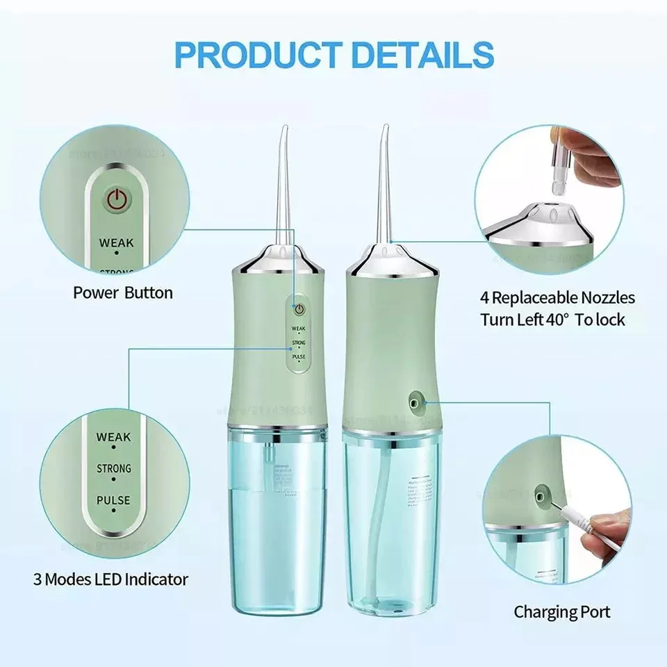 Portable Oral Irrigator Cordless tooth cleaner electric dental cleaning device household water jet flosser oral plaque cleaner