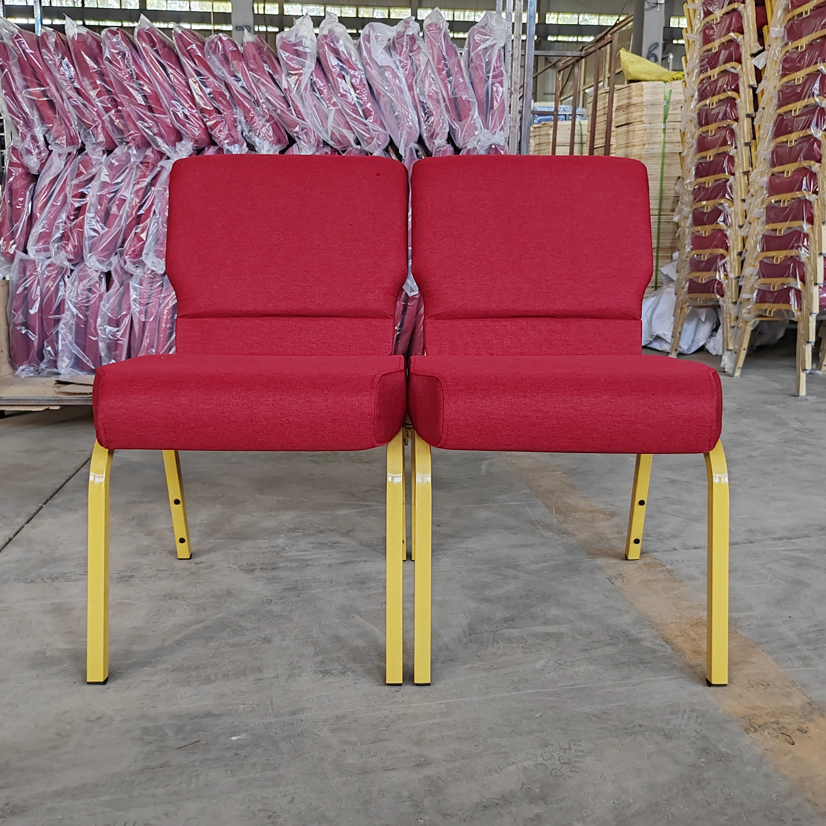 Wholesale Stackable Metal Theater Chair Conference Padded Interlocking Church Chairs for Auditorium